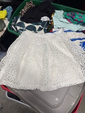 bebe White Floral Lace Circle Skirt